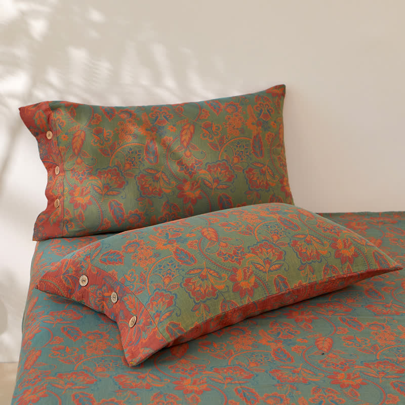 Ownkoti Floral Cotton Gauze Yarn-dyed Coverlet Set(3PCS) - image 2