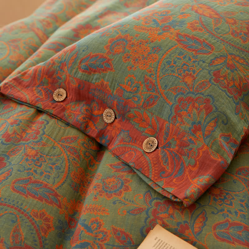 Ownkoti Floral Cotton Gauze Yarn-dyed Coverlet Set(3PCS) - image 3