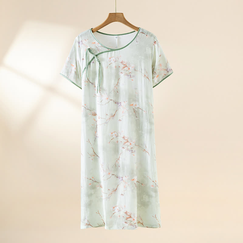 Ownkoti Plum Blossom Cotton Round Neck Nightdress