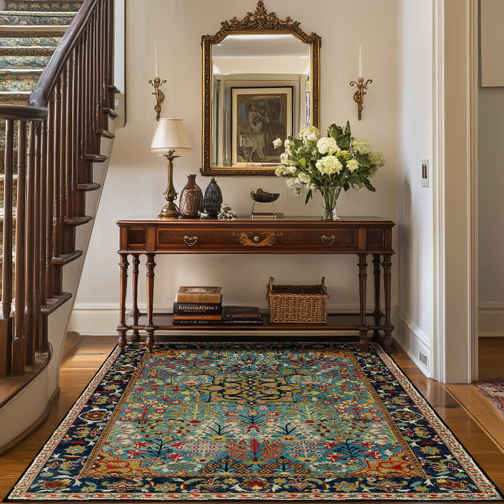 Ownkoti Bohemian Floral Anti-slip Indoor Outdoor Rug