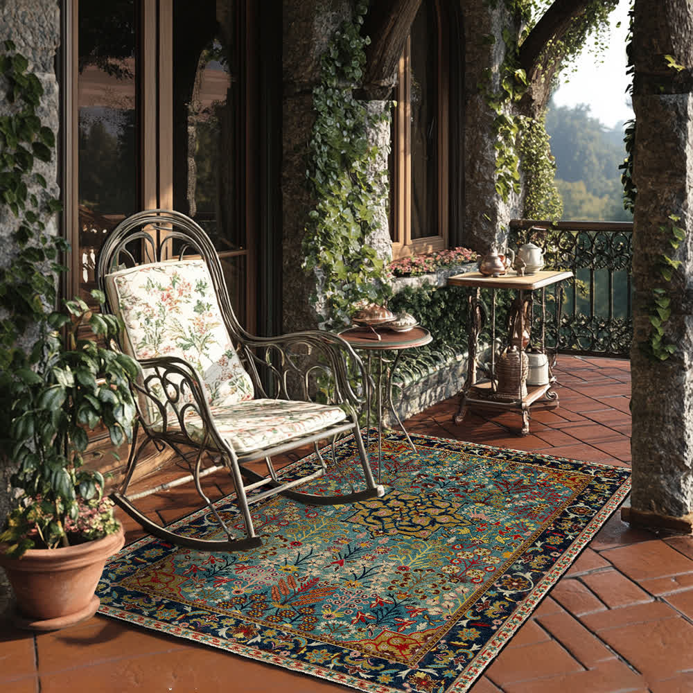 Ownkoti Bohemian Floral Anti-slip Indoor Outdoor Rug