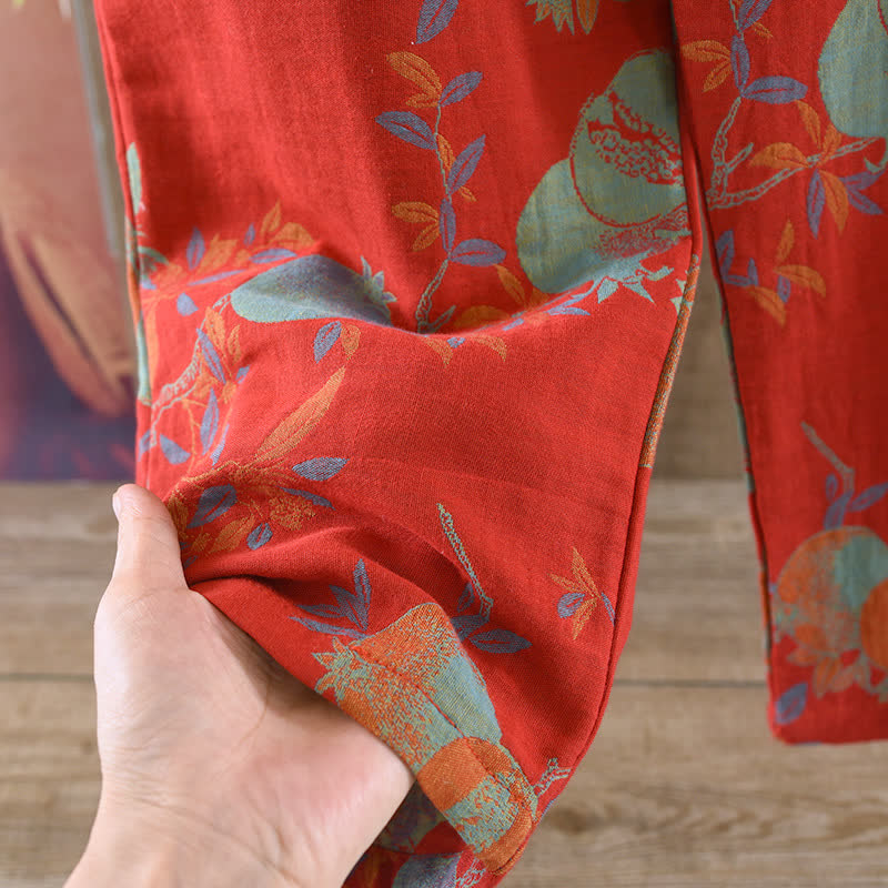 Ownkoti Pomegranate Flower Cotton Jacquard Vintage Yarn-dyed Pajama Set - image 6