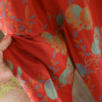 Ownkoti Pomegranate Flower Cotton Jacquard Vintage Yarn-dyed Pajama Set - image 9