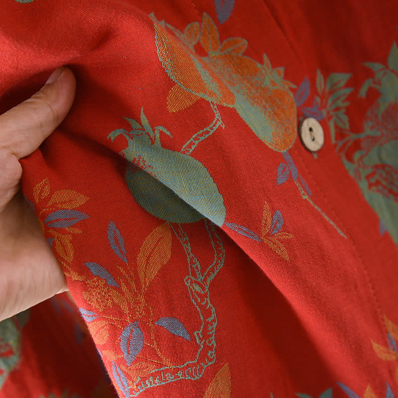 Ownkoti Pomegranate Flower Cotton Jacquard Vintage Yarn-dyed Pajama Set