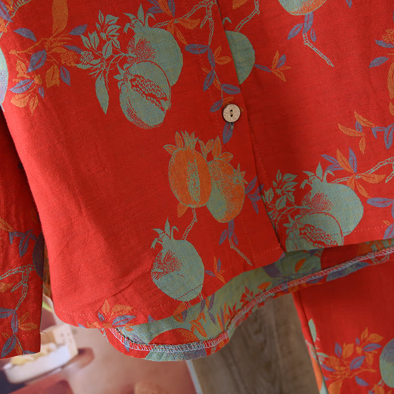 Ownkoti Pomegranate Flower Cotton Jacquard Vintage Yarn-dyed Pajama Set - image 8