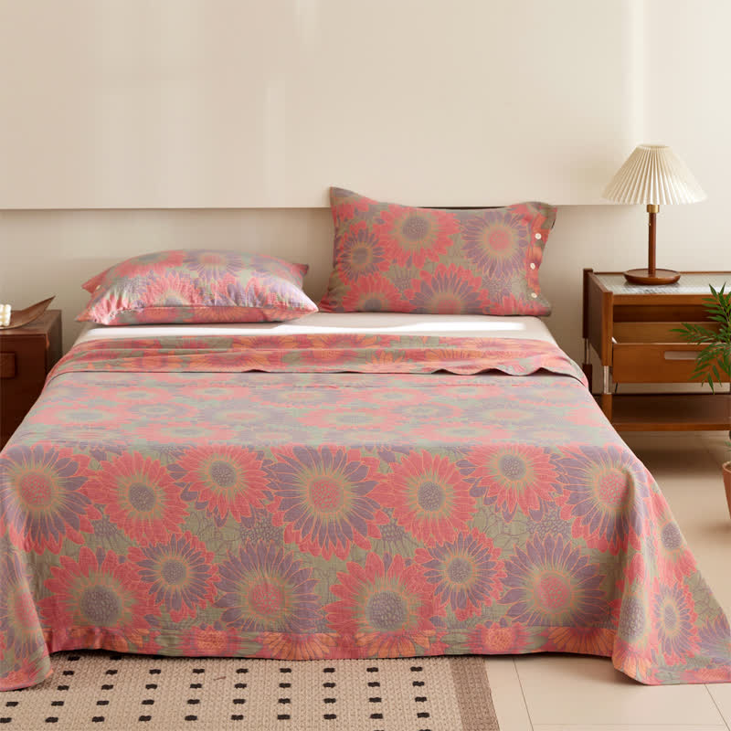 Ownkoti Sunflower Cotton Double-layer Yarn-dyed Jacquard Reversible Coverlet