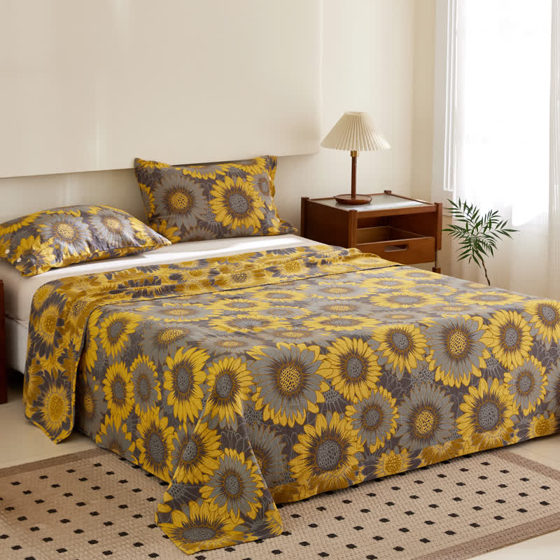 Ownkoti Sunflower Cotton Double-layer Yarn-dyed Jacquard Reversible Coverlet