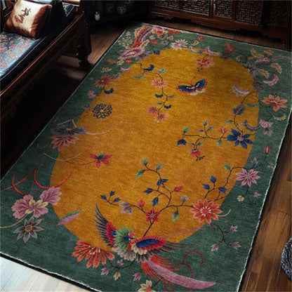 Ownkoti  Anti-slip Floral Bird Foldable Area Rug