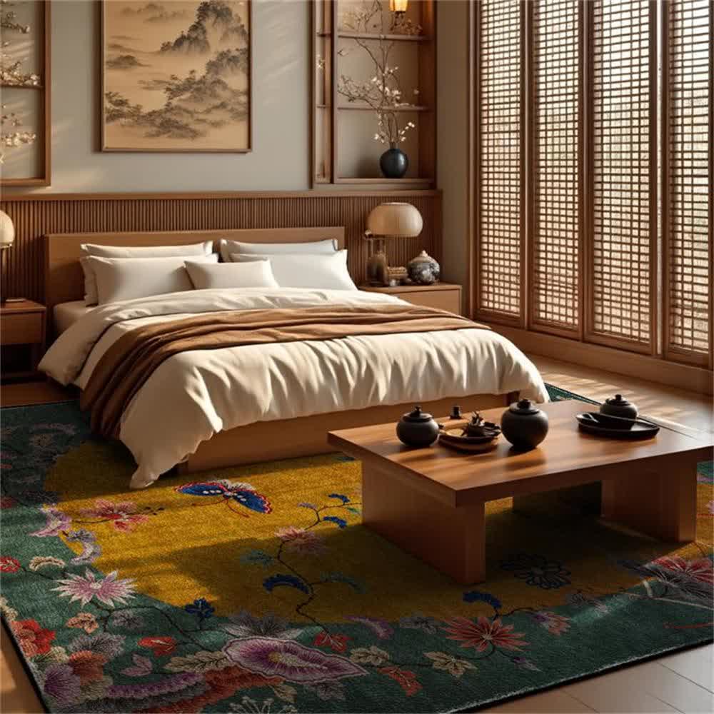 Ownkoti  Anti-slip Floral Bird Foldable Area Rug