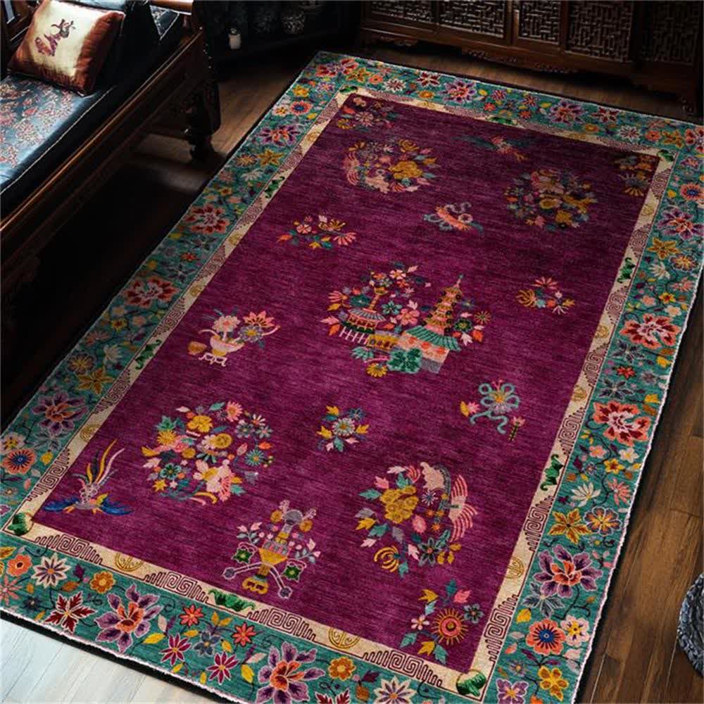 Ownkoti Retro Floral Anti-slip Indoor Outdoor Rug - 60" x 96" - image 0