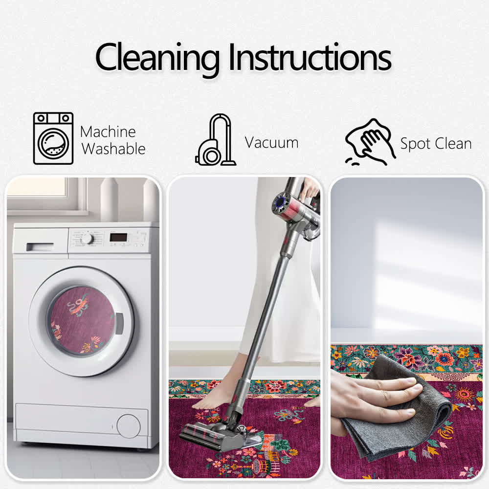 Ownkoti Retro Floral Anti-slip Indoor Outdoor Rug - image 6