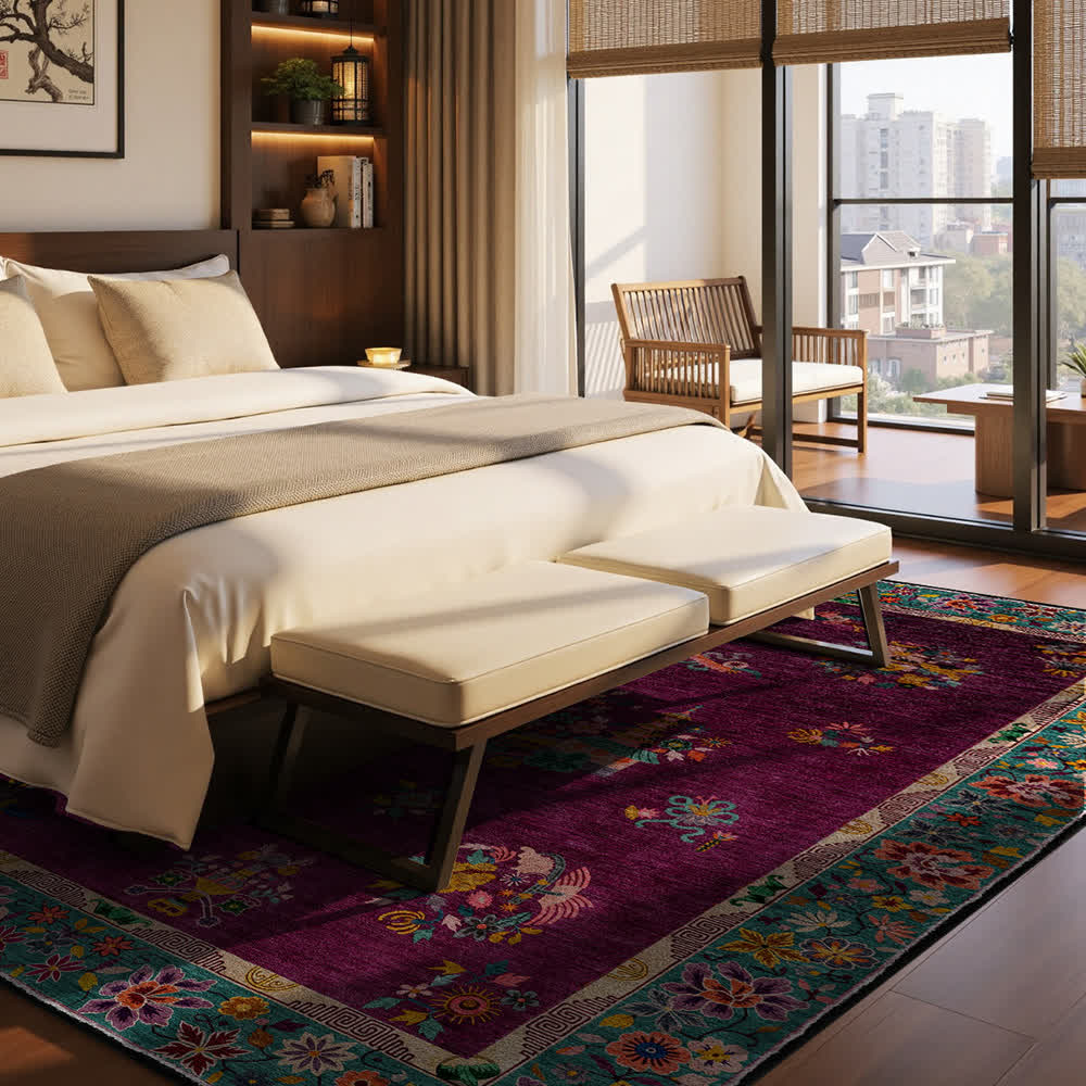 Ownkoti Retro Floral Anti-slip Indoor Outdoor Rug - image 4