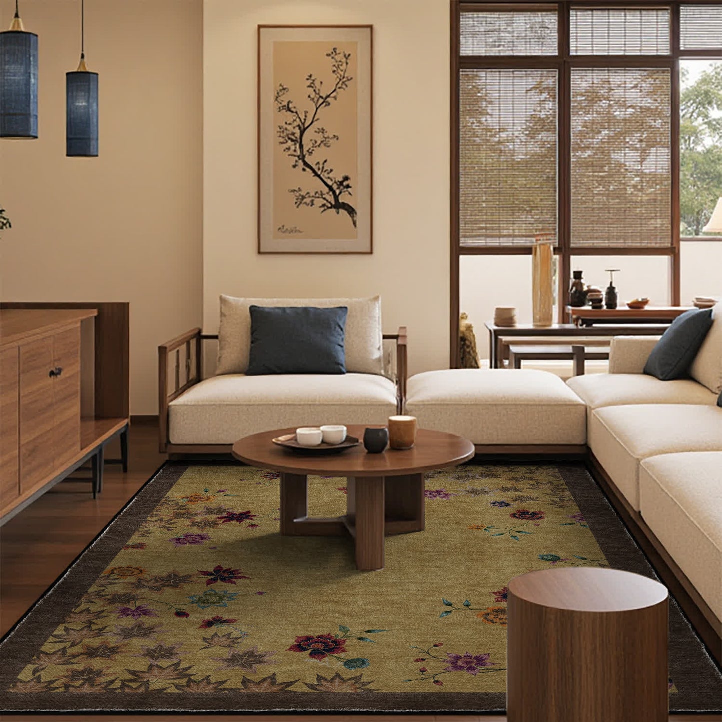 Ownkoti Floral Maple Leaf Anti-slip Indoor Outdoor Rug - image 1