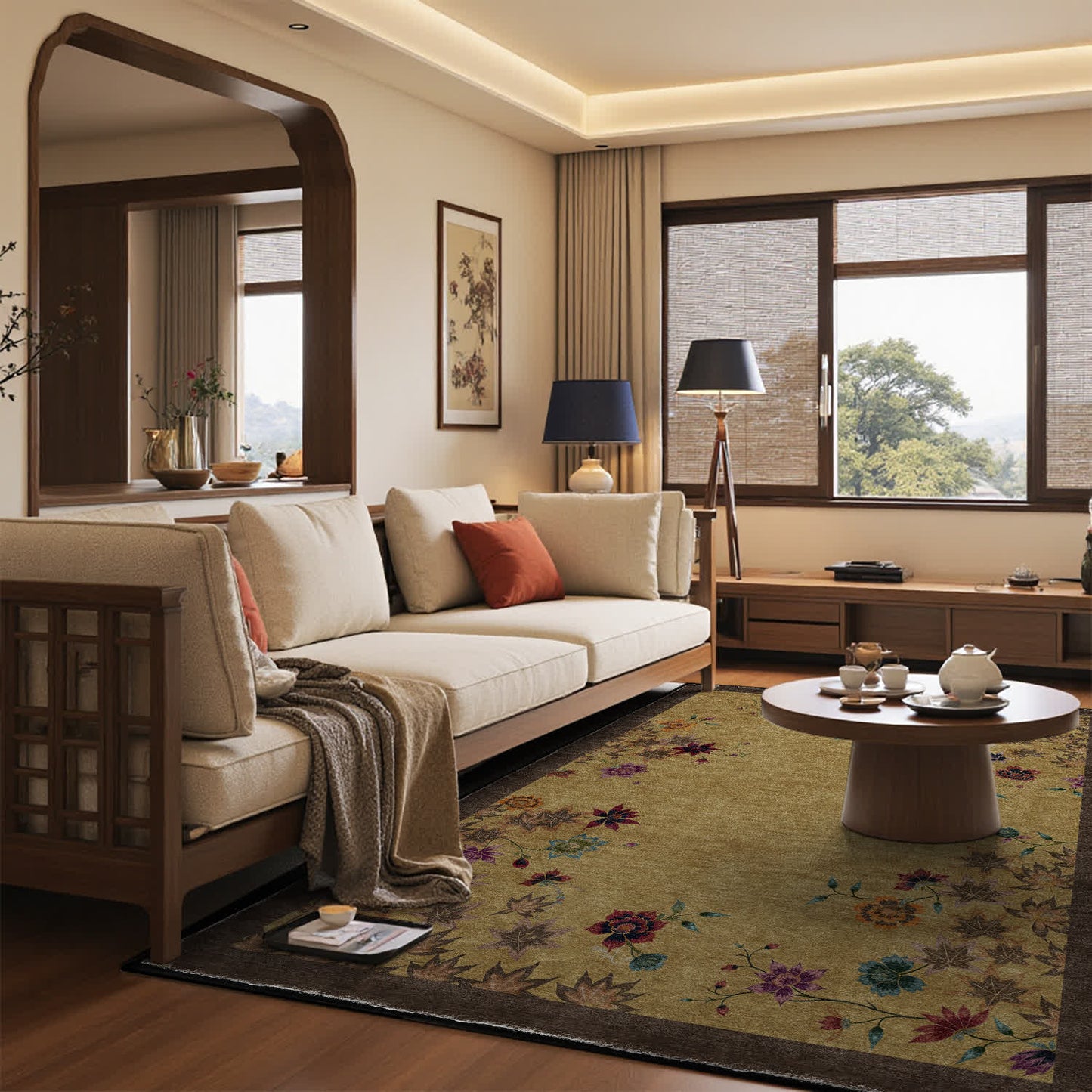 Ownkoti Floral Maple Leaf Anti-slip Indoor Outdoor Rug - image 3