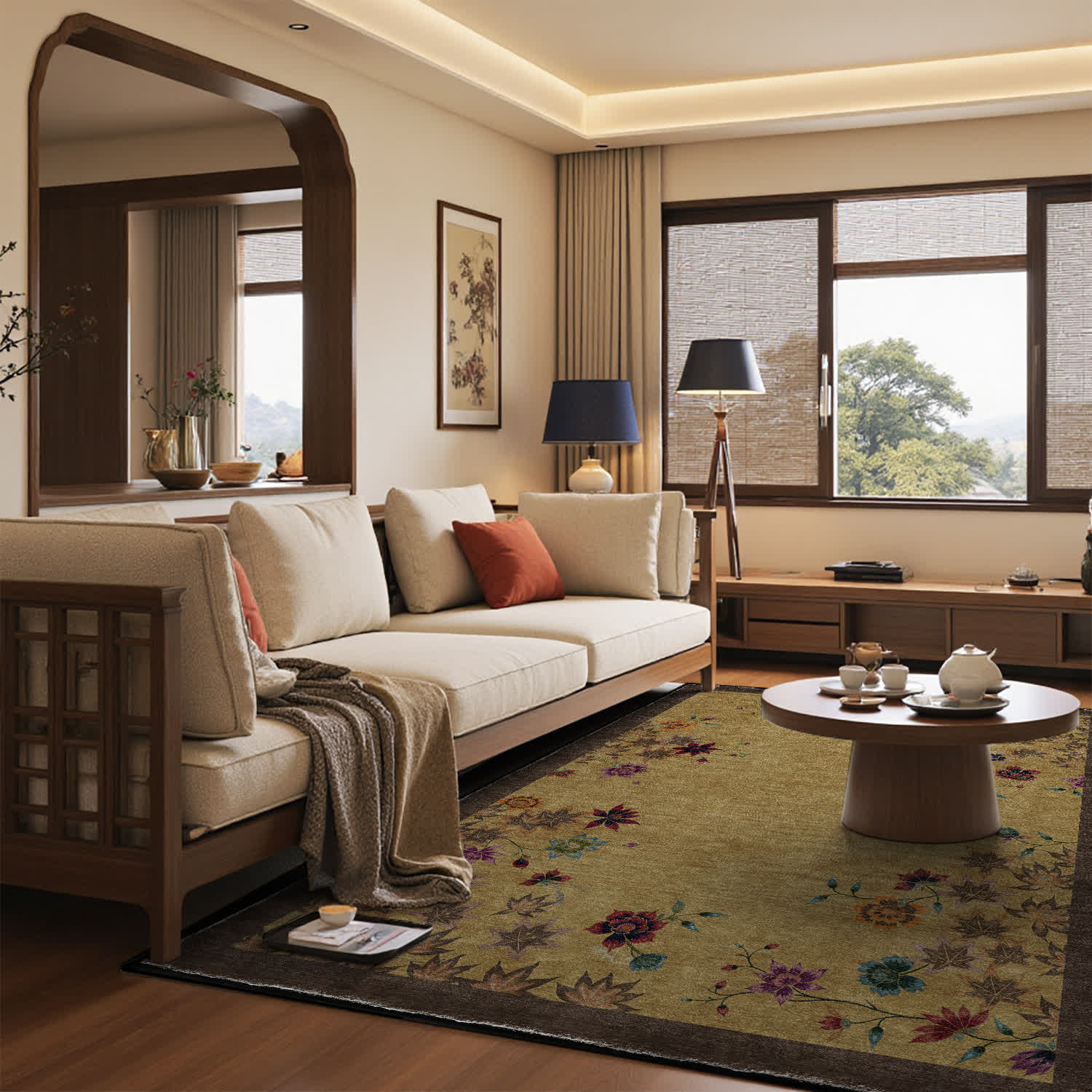 Ownkoti Floral Maple Leaf Anti-slip Indoor Outdoor Rug - image 3