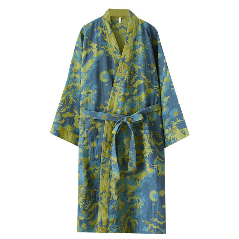 Ownkoti Pastoral Cotton Double-layer Gauze Yarn-dyed Jacquard Bathrobe