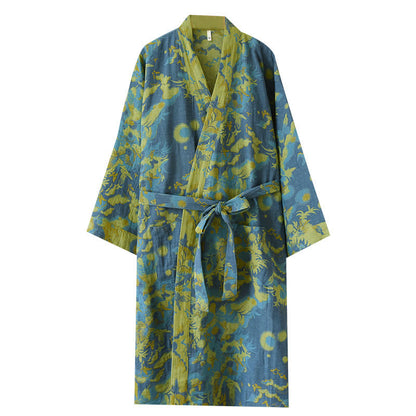 Ownkoti Pastoral Cotton Double-layer Gauze Yarn-dyed Jacquard Bathrobe