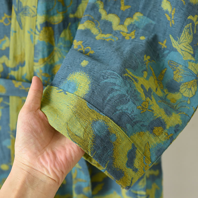 Ownkoti Pastoral Cotton Double-layer Gauze Yarn-dyed Jacquard Bathrobe