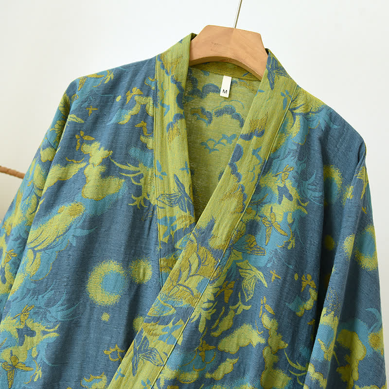 Ownkoti Pastoral Cotton Double-layer Gauze Yarn-dyed Jacquard Bathrobe