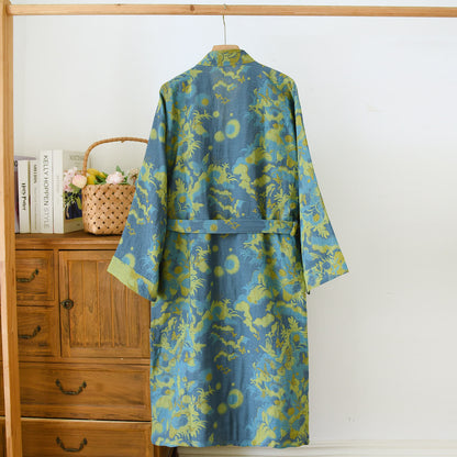 Ownkoti Pastoral Cotton Double-layer Gauze Yarn-dyed Jacquard Bathrobe