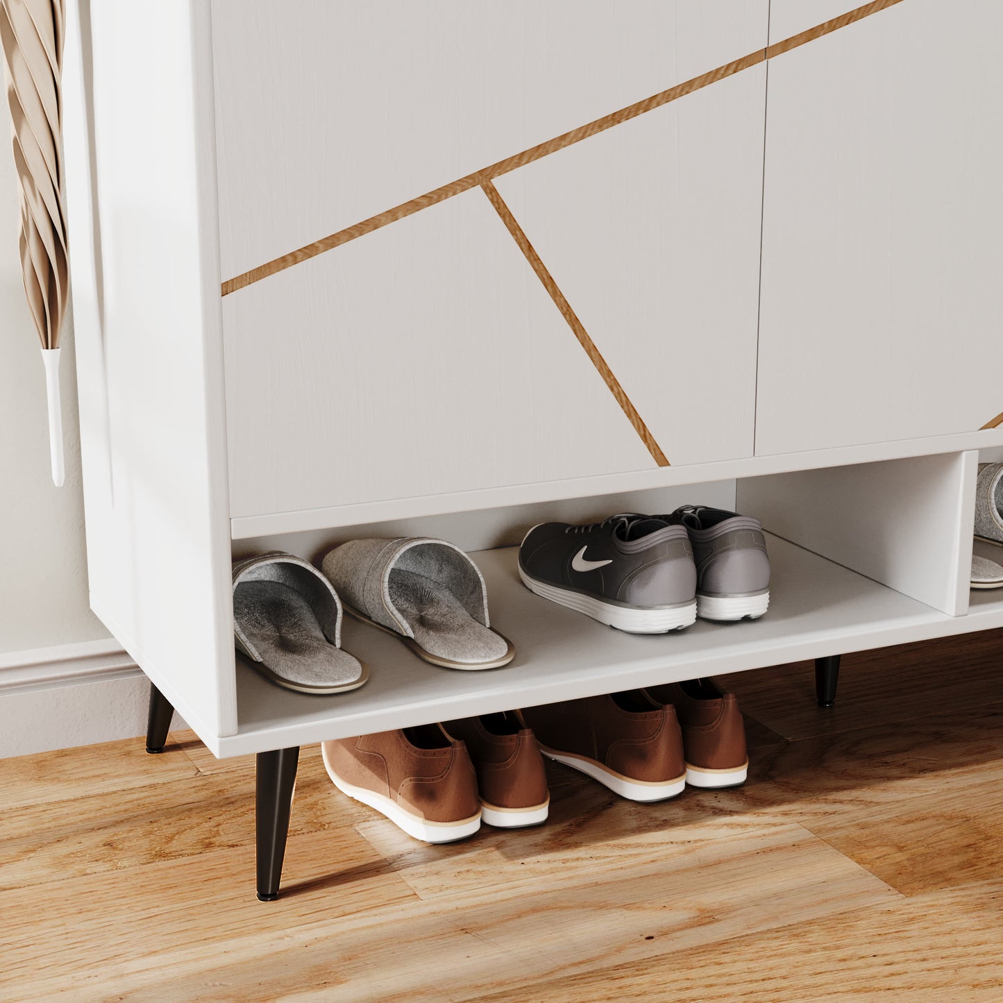 Ownkoti White 43.30" Tall Shoes Storage Cabinet