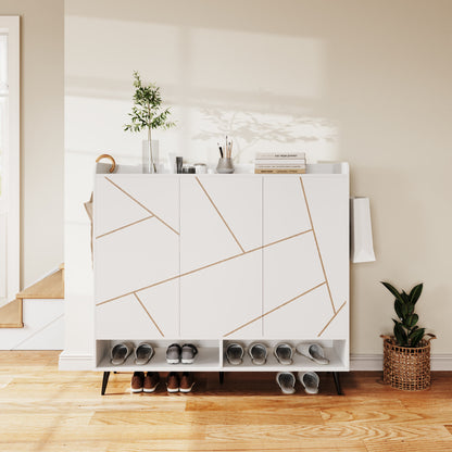 Ownkoti White 43.30" Tall Shoes Storage Cabinet