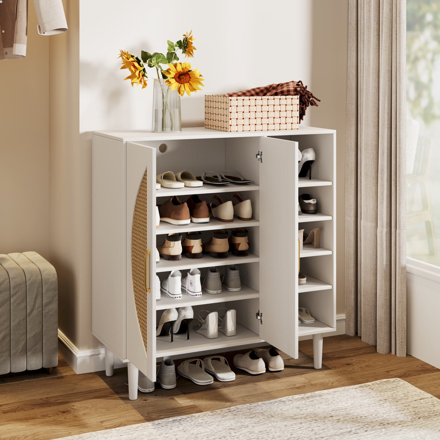 Ownkoti Rattan Shoes Storage Cabinet