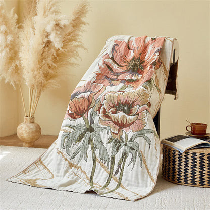 Ownkoti Pure Cotton Gauze Absorbent Floral Bath Towel