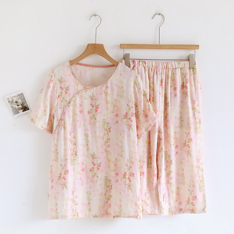 Ownkoti Rustic Rose Bamboo Fiber Short Sleeve Pajama Set