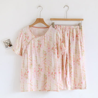 Ownkoti Rustic Rose Bamboo Fiber Short Sleeve Pajama Set