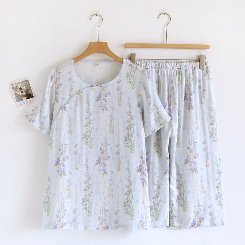 Ownkoti Rustic Rose Bamboo Fiber Short Sleeve Pajama Set