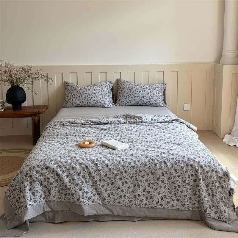 Ownkoti Rustic Floral Cotton Yarn-dyed Jacquard Summer Quilt