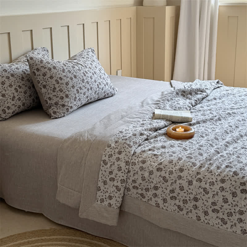 Ownkoti Rustic Floral Cotton Yarn-dyed Jacquard Summer Quilt