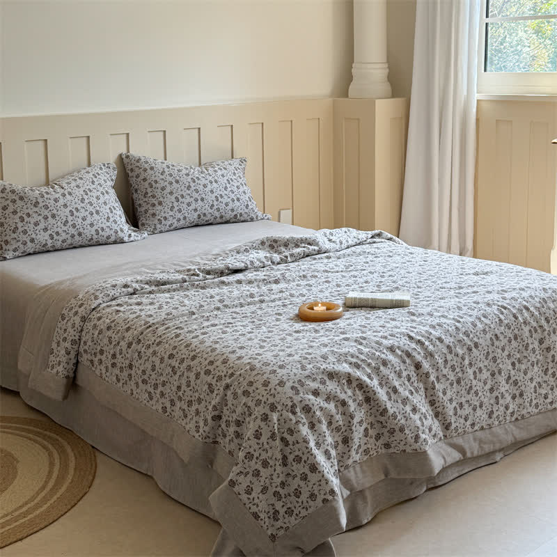 Ownkoti Rustic Floral Cotton Yarn-dyed Jacquard Summer Quilt