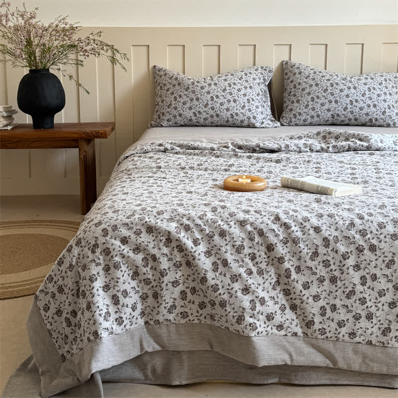 Ownkoti Rustic Floral Cotton Yarn-dyed Jacquard Summer Quilt