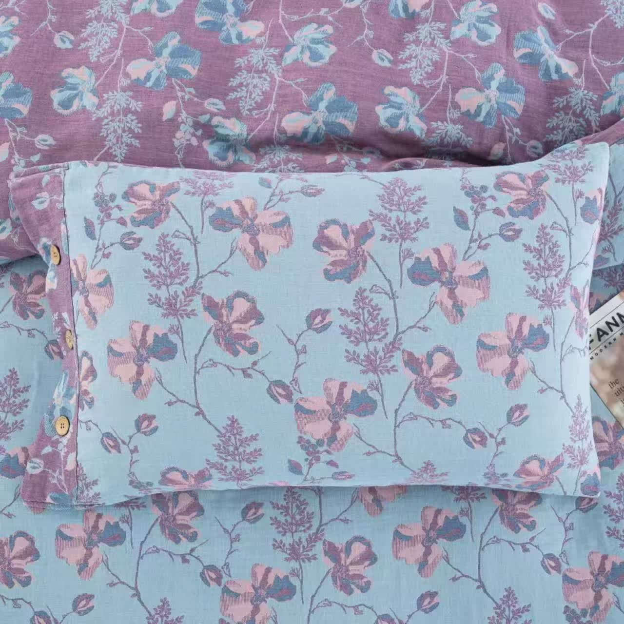 Ownkoti Blooming Flowers Cotton Gauze Bedding Set (4PCS)