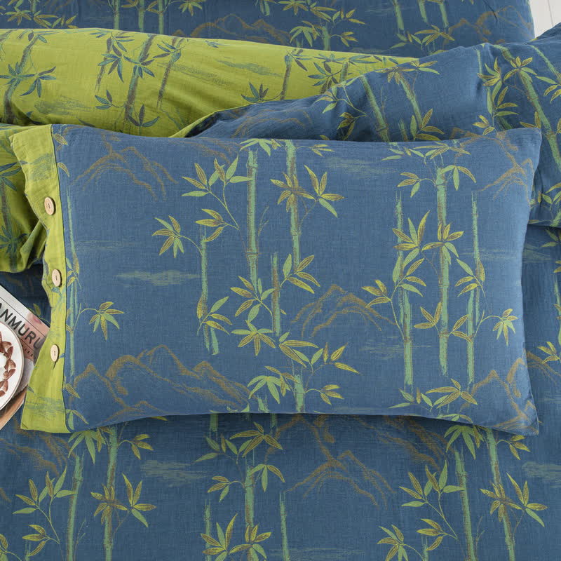 Ownkoti Bamboo Plant Cotton Gauze Reversible Bedding Set (4PCS)  - image 8