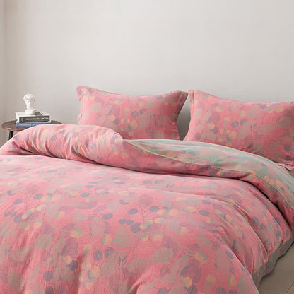 Ownkoti Reversible Cotton Gauze Pastoral Bedding Set (4PCS)