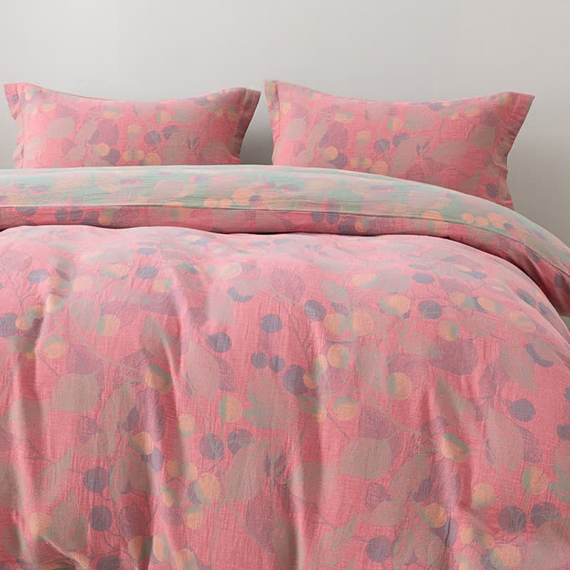 Ownkoti Reversible Cotton Gauze Pastoral Bedding Set (4PCS)