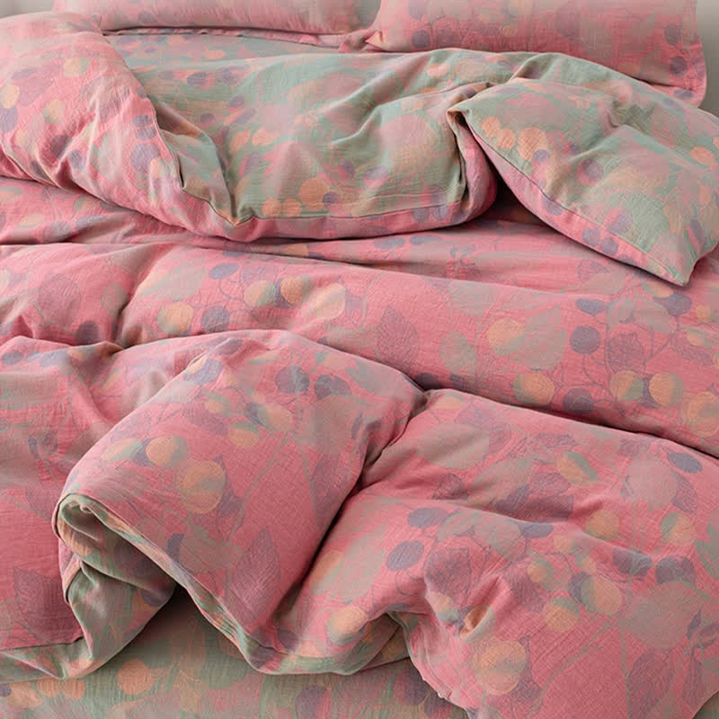 Ownkoti Reversible Cotton Gauze Pastoral Bedding Set (4PCS)