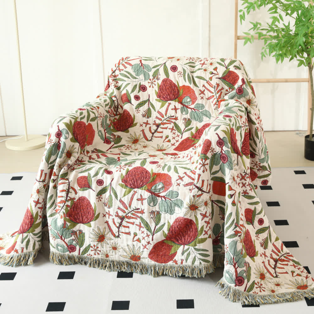 Ownkoti Pine Print Cotton Gauze Reversible Quilt