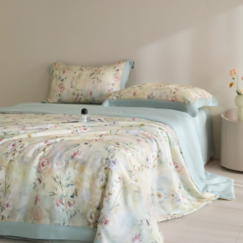 Ownkoti Luxurious Floral Lyocell Fiber Summer Silky Quilt