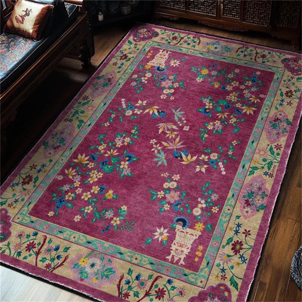 Ownkoti Retro Floral Indoor Outdoor Area Rug
