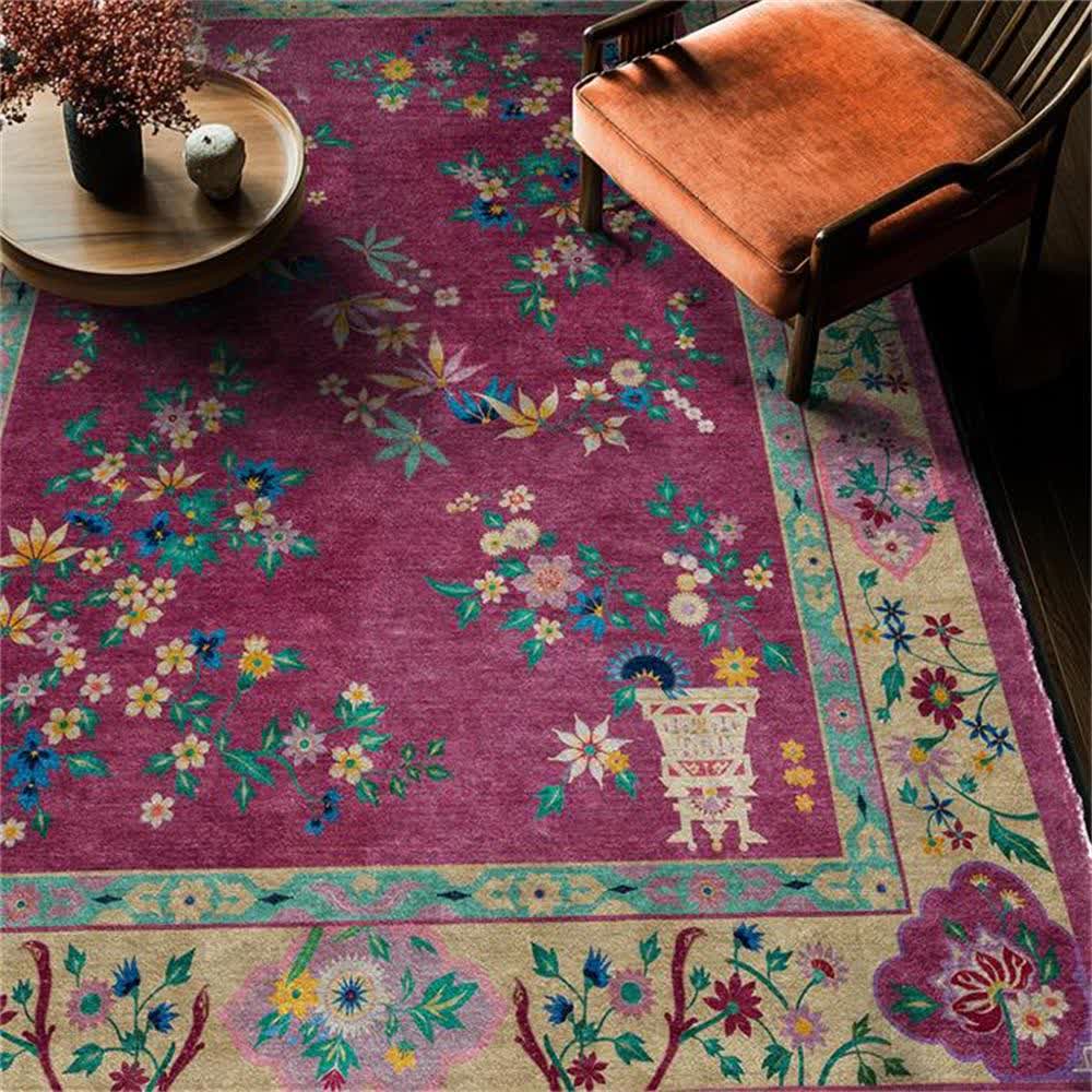 Ownkoti Retro Floral Indoor Outdoor Area Rug