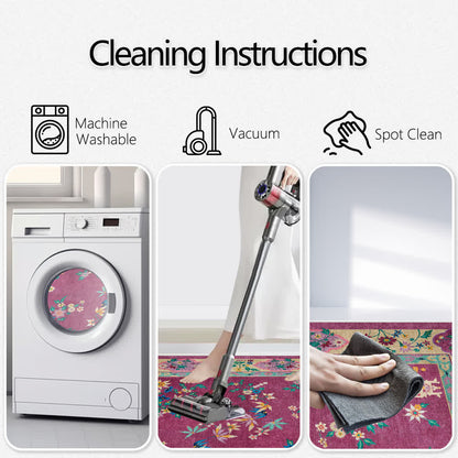 Ownkoti Retro Floral Indoor Outdoor Area Rug