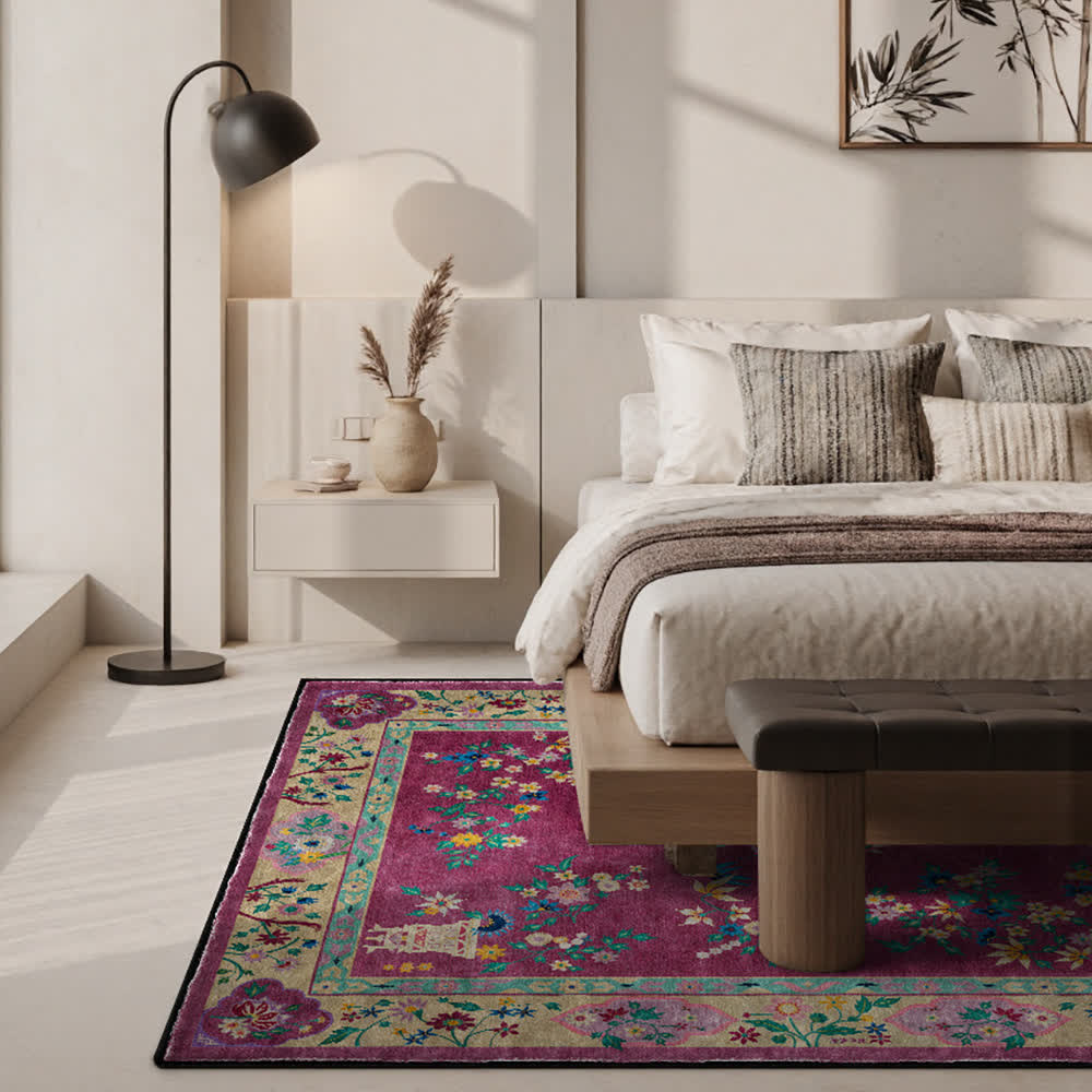 Ownkoti Retro Floral Indoor Outdoor Area Rug