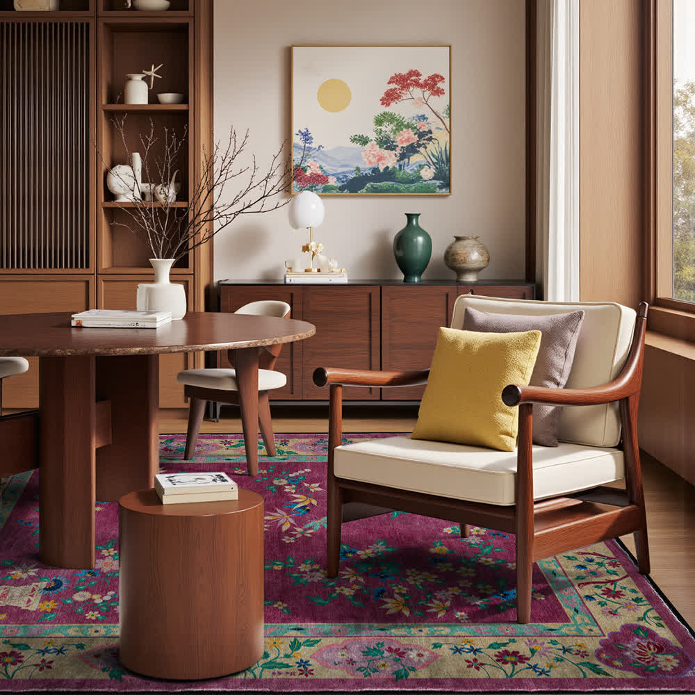 Ownkoti Retro Floral Indoor Outdoor Area Rug