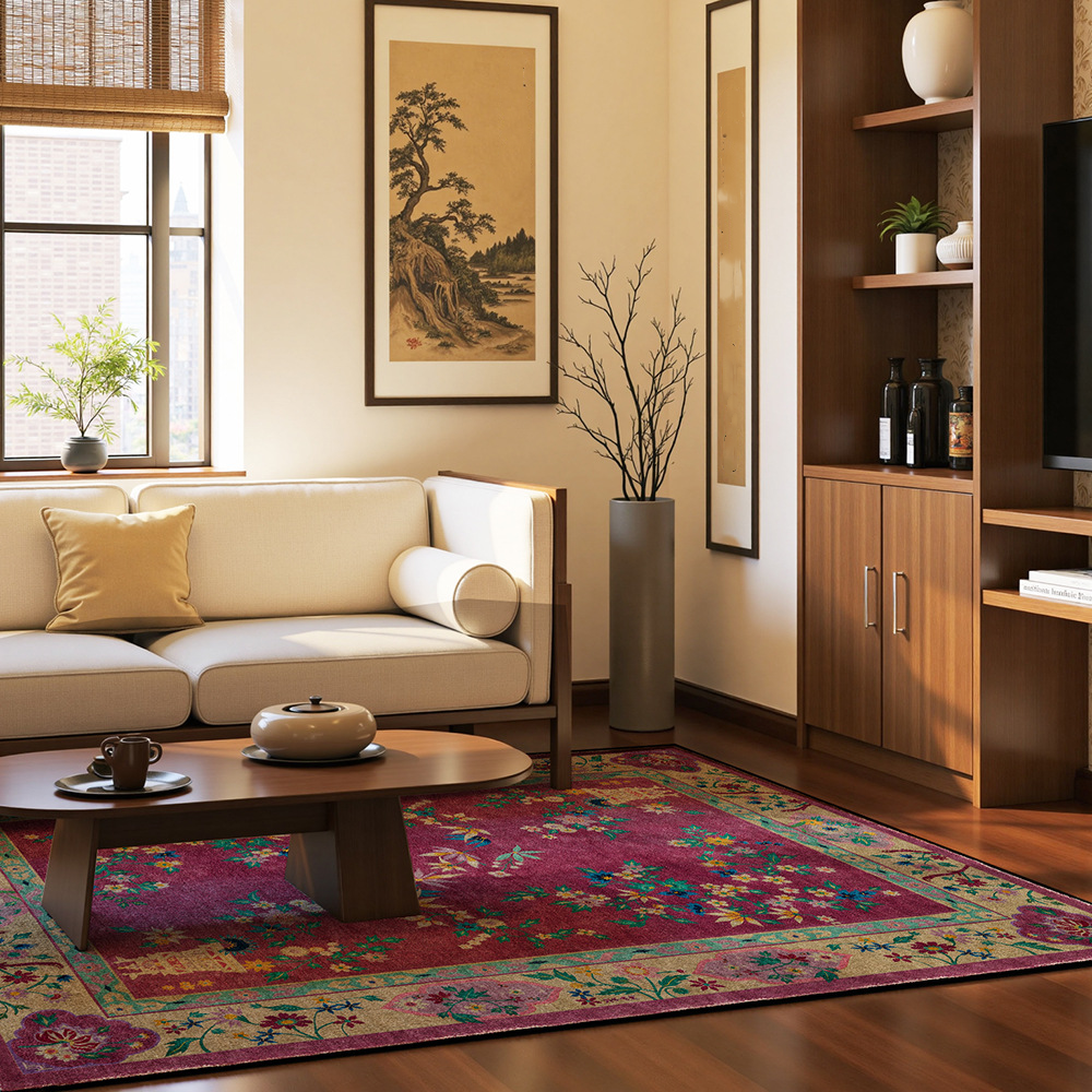 Ownkoti Retro Floral Indoor Outdoor Area Rug