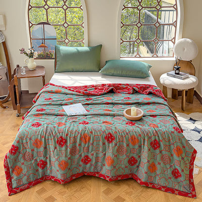 Ownkoti Retro Bamboo Pure Cotton Gauze Quilt - Red - King - image 1