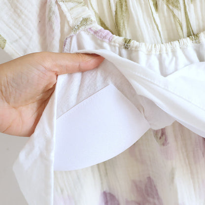 Ownkoti Tulip Print Cotton Gauze Padded Camisole Nightdress